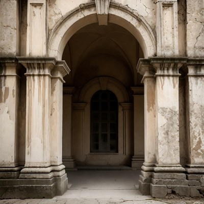 Ruined Arched Church Entrance