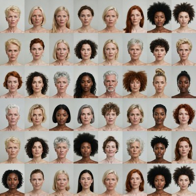 Diverse women faces grid