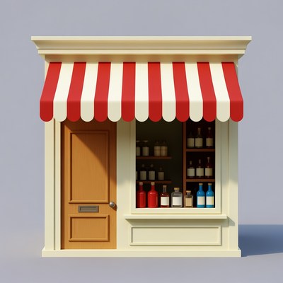 Cartoon Shop with Bottles