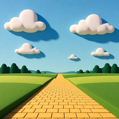 Yellow Brick Road in Green Field