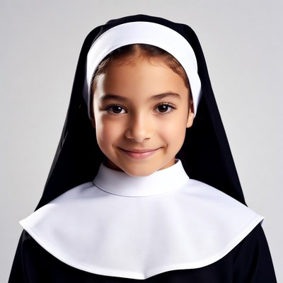 Young girl dressed as nun
