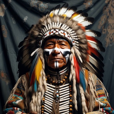 Native American chief in war bonnet