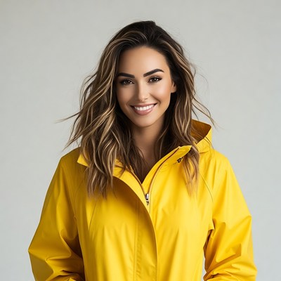 Woman in yellow raincoat