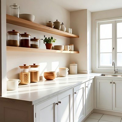 Modern Kitchen with Ceramic Jars