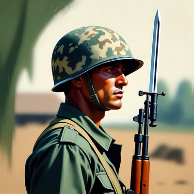 Soldier with bayonet rifle