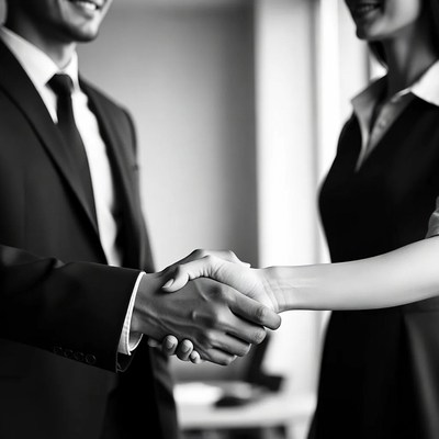 Man and woman shaking hands