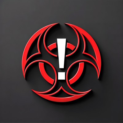 Red Biohazard Symbol with Exclamation Mark
