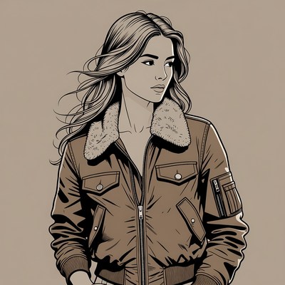 Woman in fur collar bomber jacket