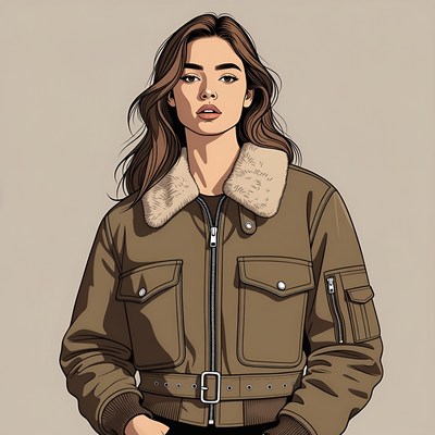 Woman in brown fur collar jacket