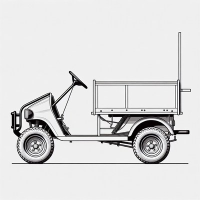 Utility Golf Cart Side View