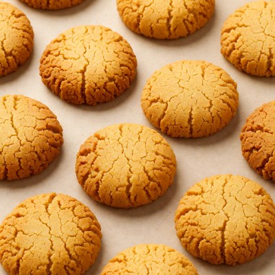 Golden Shortbread Cookies on White Paper