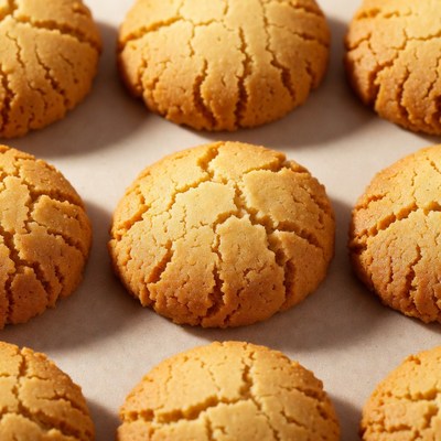 Golden Shortbread Cookies on White Surface