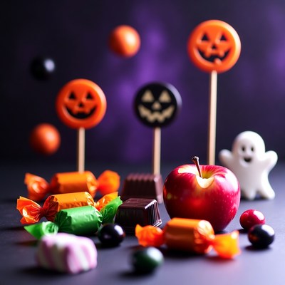 Halloween Candy and Jack-o-Lanterns