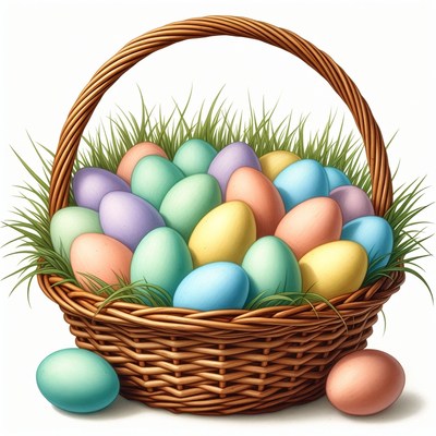 Easter Basket with Colorful Eggs
