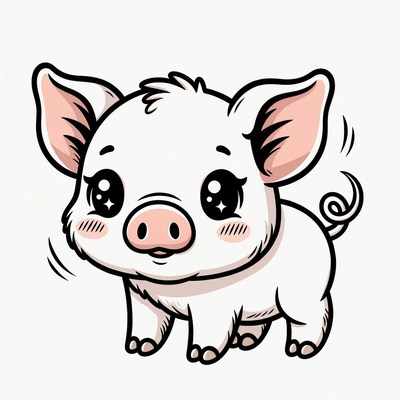 Cute kawaii pig illustration