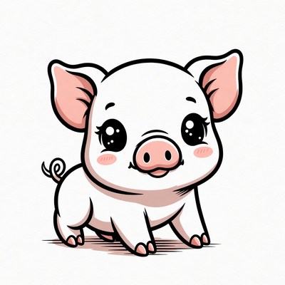 Cute baby pig illustration