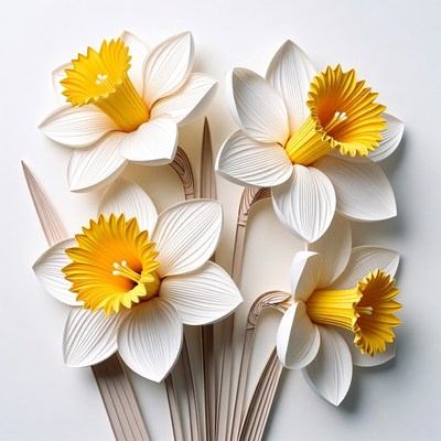 Paper Cutout Daffodil Flowers Bouquet