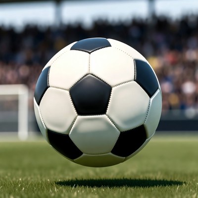 Soccer Ball on Stadium Field