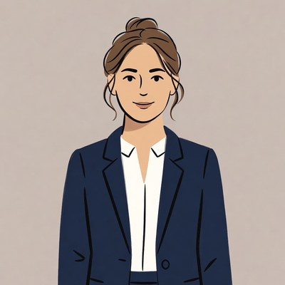 Woman in navy blue business suit