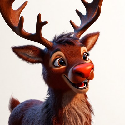 Cute Cartoon Reindeer Smiling