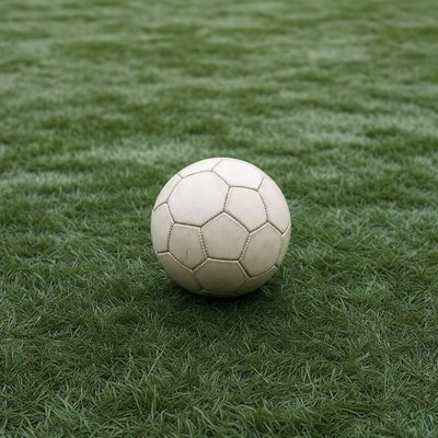 White soccer ball on green grass