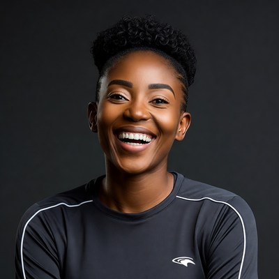 Smiling African-American woman in athletic top