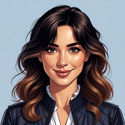 Smiling woman with long brown hair