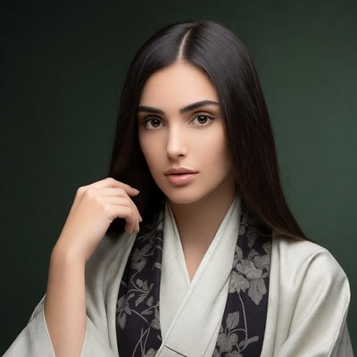 Woman in white kimono portrait