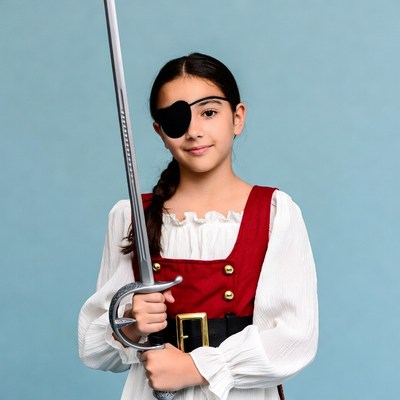 Girl in pirate costume with sword