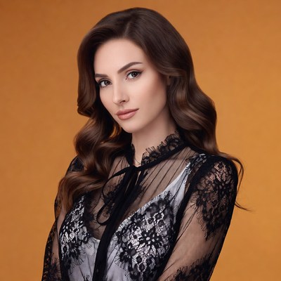 Woman in black lace dress