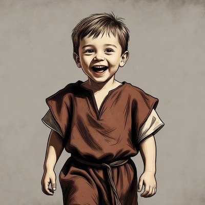 Smiling boy in tunic illustration
