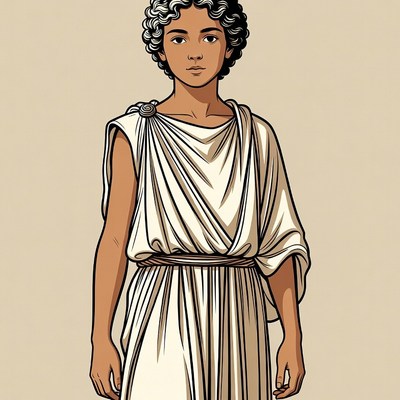 Young boy in ancient Greek toga