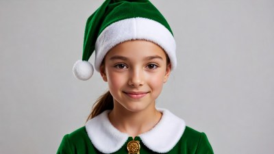 Girl wearing green elf costume