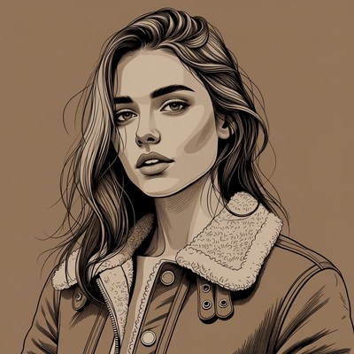 Woman in fur collar jacket portrait