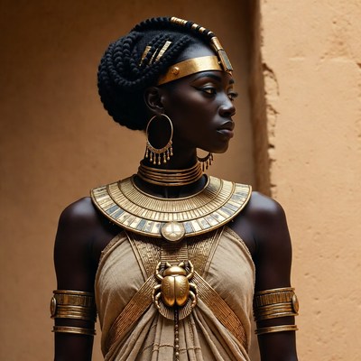 African woman in Egyptian queen attire