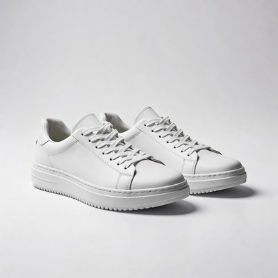 White Leather Platform Sneakers Pair