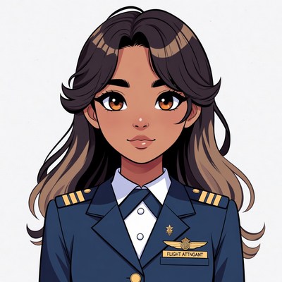 Anime flight attendant woman