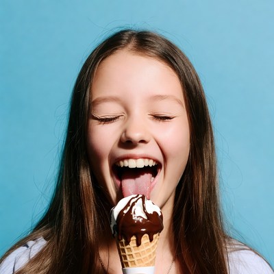 Girl eating ice cream cone