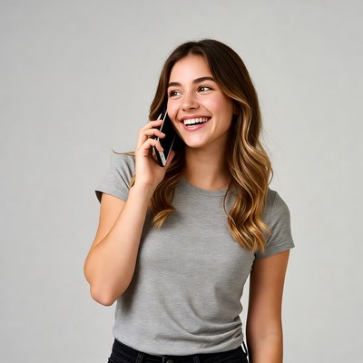 Young woman smiling on phone call