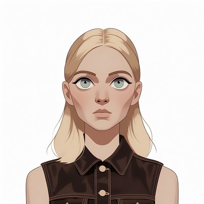 Blonde woman in brown vest