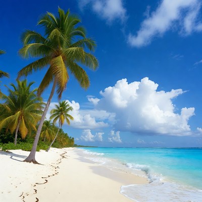 Tropical beach with palm trees