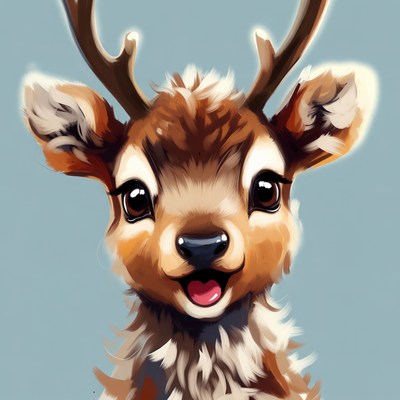 Cute baby deer with antlers