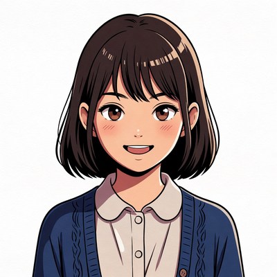 Anime girl smiling in school uniform