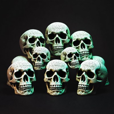 Pile of Glowing Green Skulls