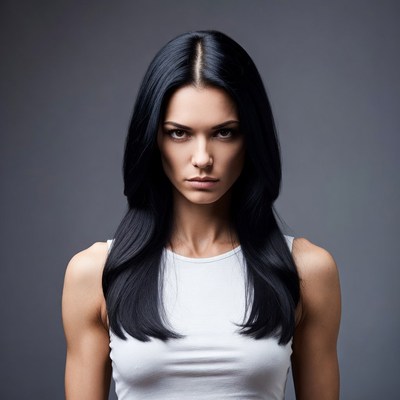 Woman with long black hair