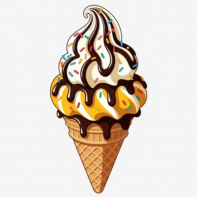 Colorful Sprinkled Ice Cream Cone