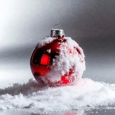 Red Christmas Ornament with Snow