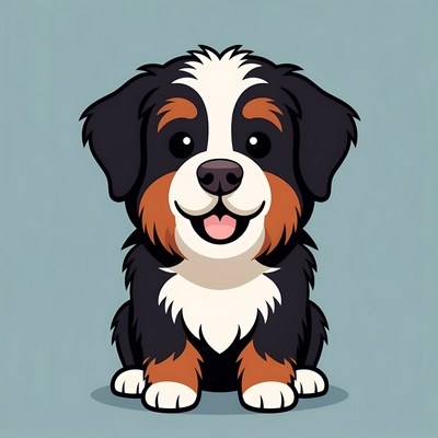 Cute Bernese Mountain Dog Puppy Illustration