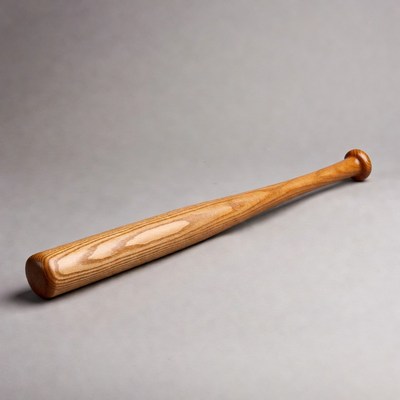 Wooden Baseball Bat on Gray Background