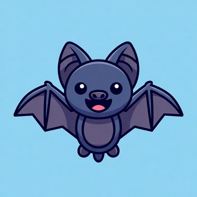 Cute cartoon bat flying